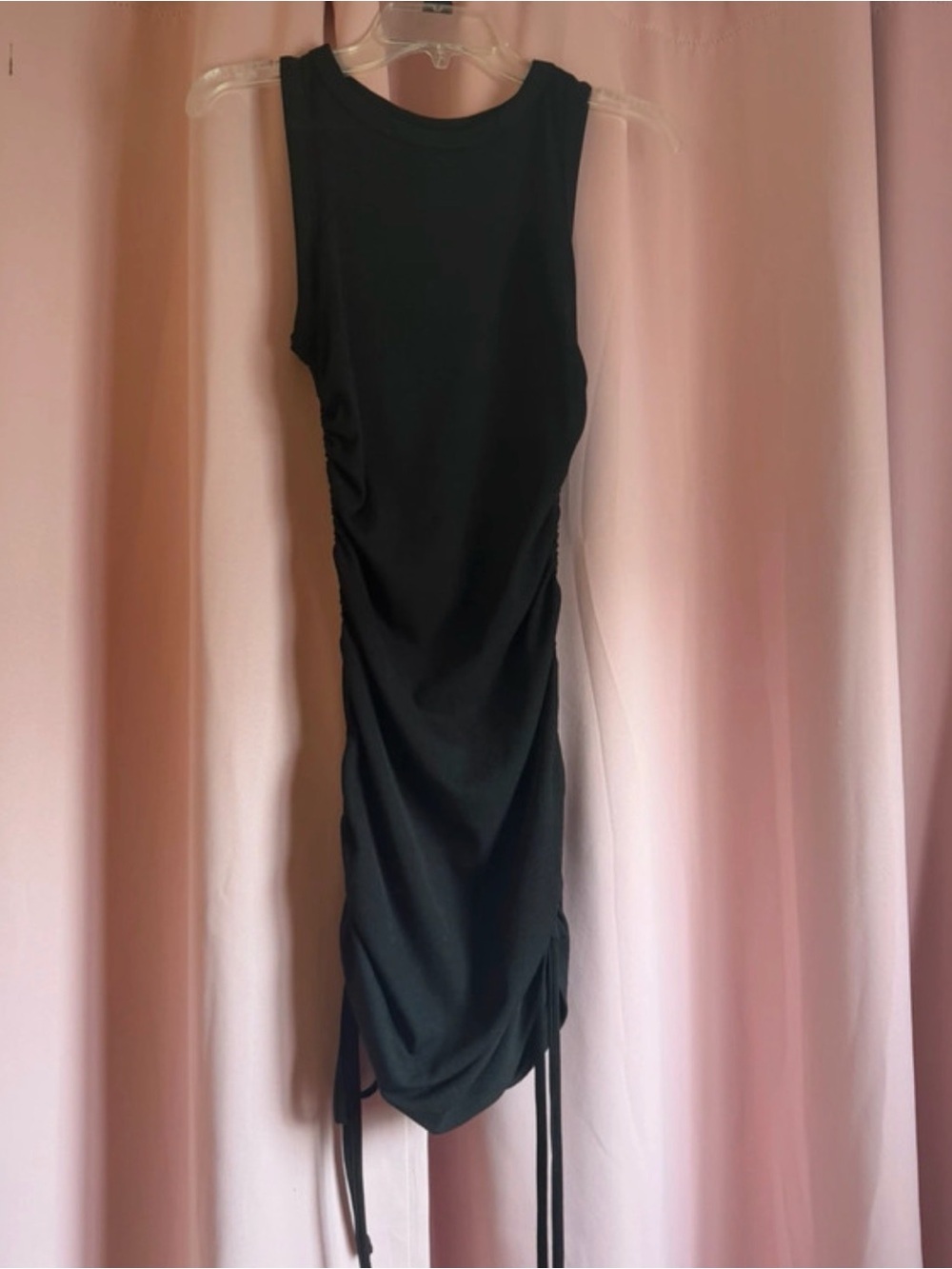 Forever 21 Black Ruched Tank Midi Dress with Side Ties